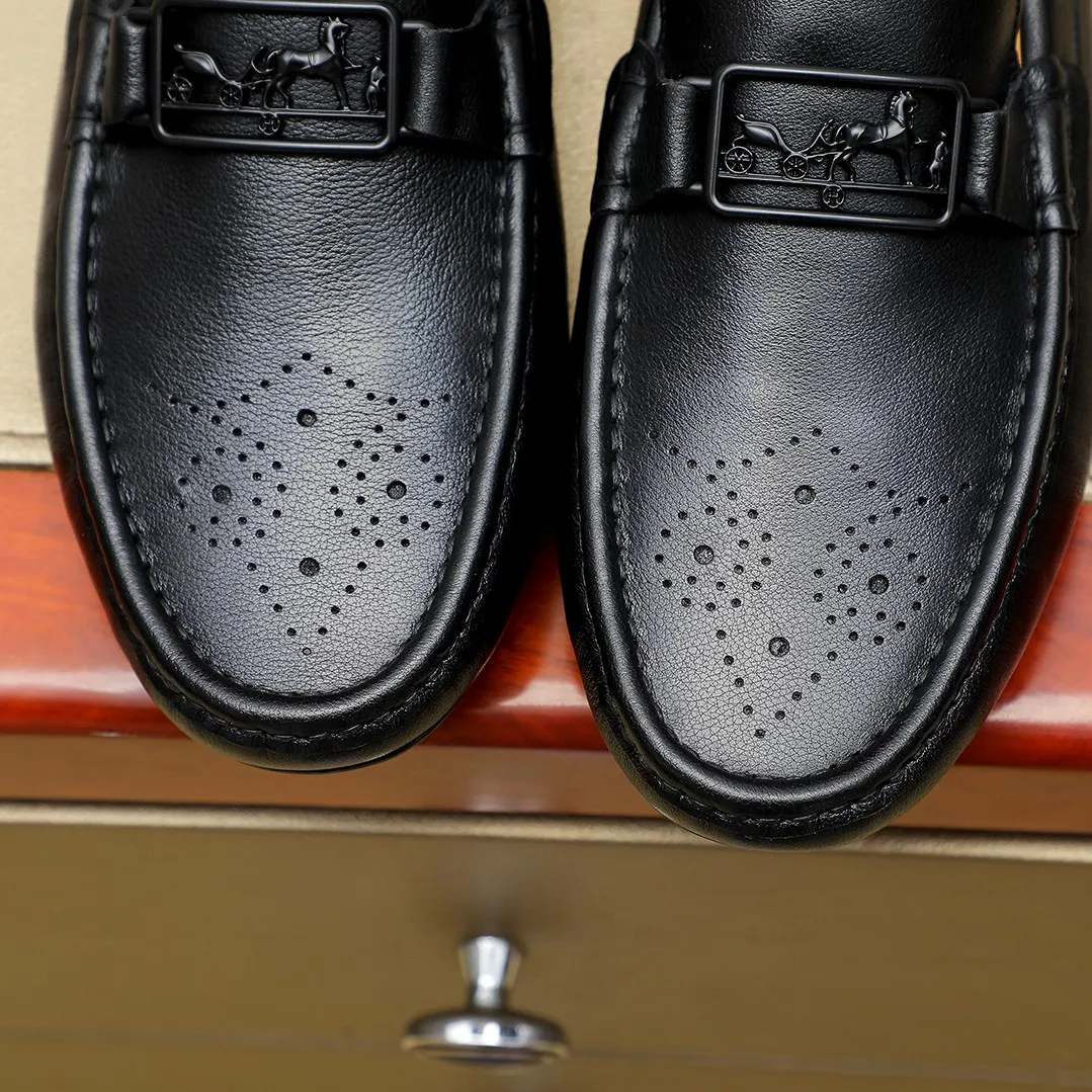 Men's shoes 💰360 🕷🕷【HERMES】The same style as Hermès counters🇨🇳Classic slip-on shoes 1:1 mold opening💯Original quality🍓Using imported first-layer cowhide🍅Pigskin lining🌶🌶Super high-end men's leather shoes🇨🇳Solid and stable, very special🍇 Color, code number 38-44 (customized at 45.46)...